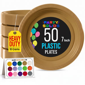 7 in. Gold Plastic Plates | 50 Count