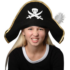 Pirate Hat W/Feather - 1 Count