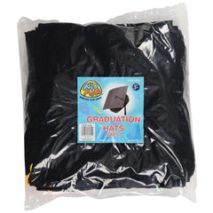 Black Graduation Caps - 12 Count