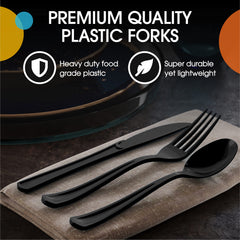 Heavy Duty Black Plastic Forks - 7.5 in. | Case of 1200