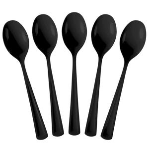 Heavy Duty Black Plastic Spoons - 7 in. | 100 Count