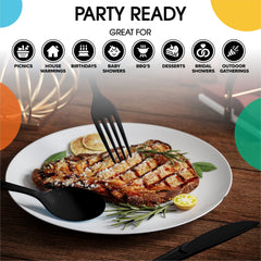 Heavy Duty Black Plastic Spoons - 7 in. | Case of 1200