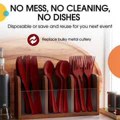 Heavy Duty Burgundy Plastic Forks - 7.5 in. | Case of 1200