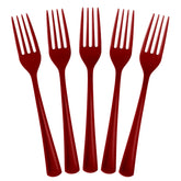 Heavy Duty Burgundy Plastic Forks | 50 Count