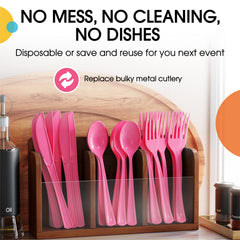 Heavy Duty Cerise Plastic Spoons - 7 in. | Case of 1200