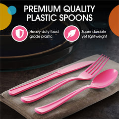 Heavy Duty Cerise Plastic Spoons - 7 in. | Case of 1200
