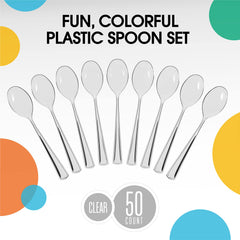 Unleashed - Heavy Duty Clear Plastic Spoons | 50 Count
