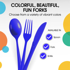 Heavy Duty Dark Blue Plastic Forks | Case of 1200