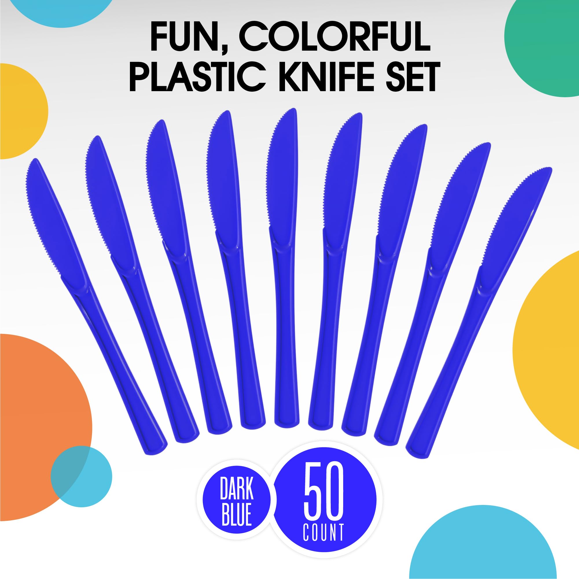 Heavy Duty Dark Blue Plastic Knives | 50 Count