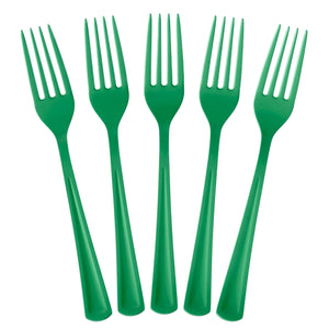Emerald Plastic Forks | 25 Count