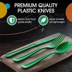 Heavy Duty Emerald Green Plastic Knives - 7.75 in. | Case of 1200