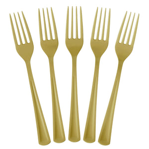 Heavy Duty Gold Plastic Forks - 7.5 in. | 100 Count