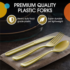 Heavy Duty Gold Plastic Forks - 7.5 in. | Case of 1200