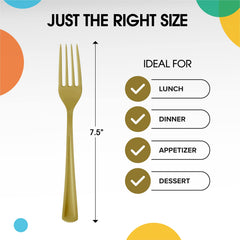Heavy Duty Gold Plastic Forks - 7.5 in. | Case of 1200