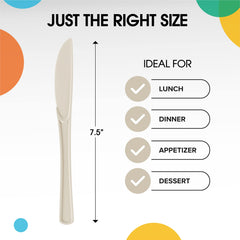 Heavy Duty Ivory Plastic Knives - 7.75 in. | Case of 1200