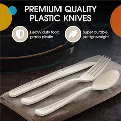 Heavy Duty Ivory Plastic Knives - 7.75 in. | Case of 1200