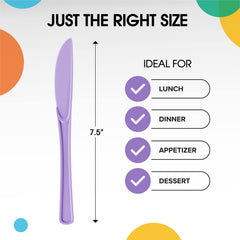 Heavy Duty Lavender Plastic Knives - 7.75 in. | Case of 1200