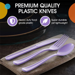 Heavy Duty Lavender Plastic Knives - 7.75 in. | Case of 1200