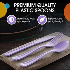 Heavy Duty Lavender Plastic Spoons | 50 Count