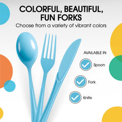 Heavy Duty Light Blue Plastic Forks | Case of 1200
