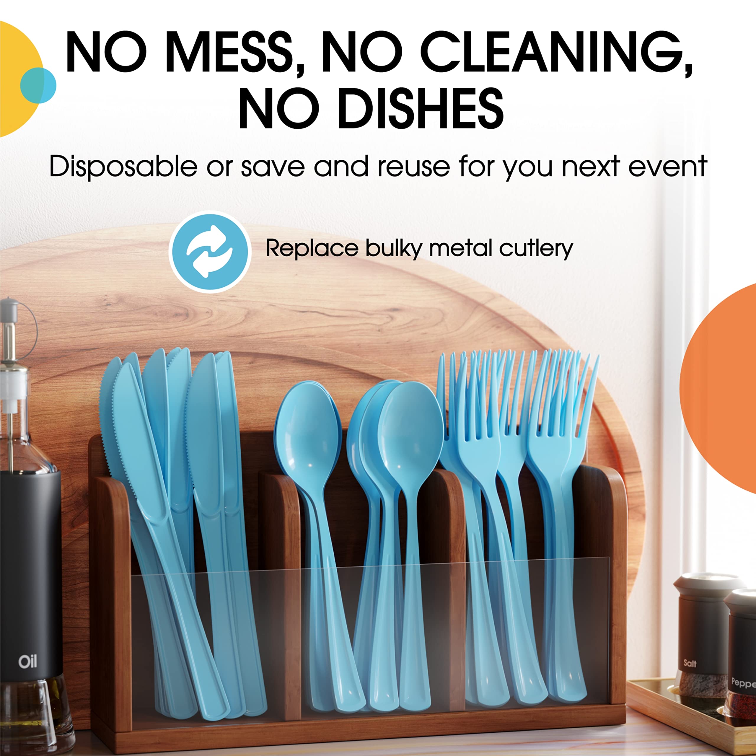 Heavy Duty Light Blue Plastic Knives | 50 Count