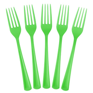 Heavy Duty Lime Green Plastic Forks - 7.5 in. | 100 Count