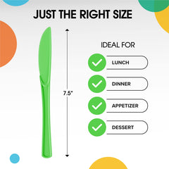 Heavy Duty Lime Green Plastic Knives - 7.75 in. | 100 Count