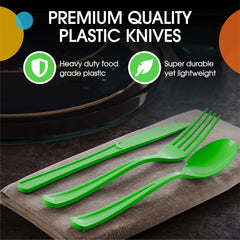 Heavy Duty Lime Green Plastic Knives - 7.75 in. | 100 Count