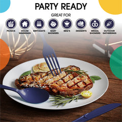 Heavy Duty Navy Plastic Forks | 50 Count