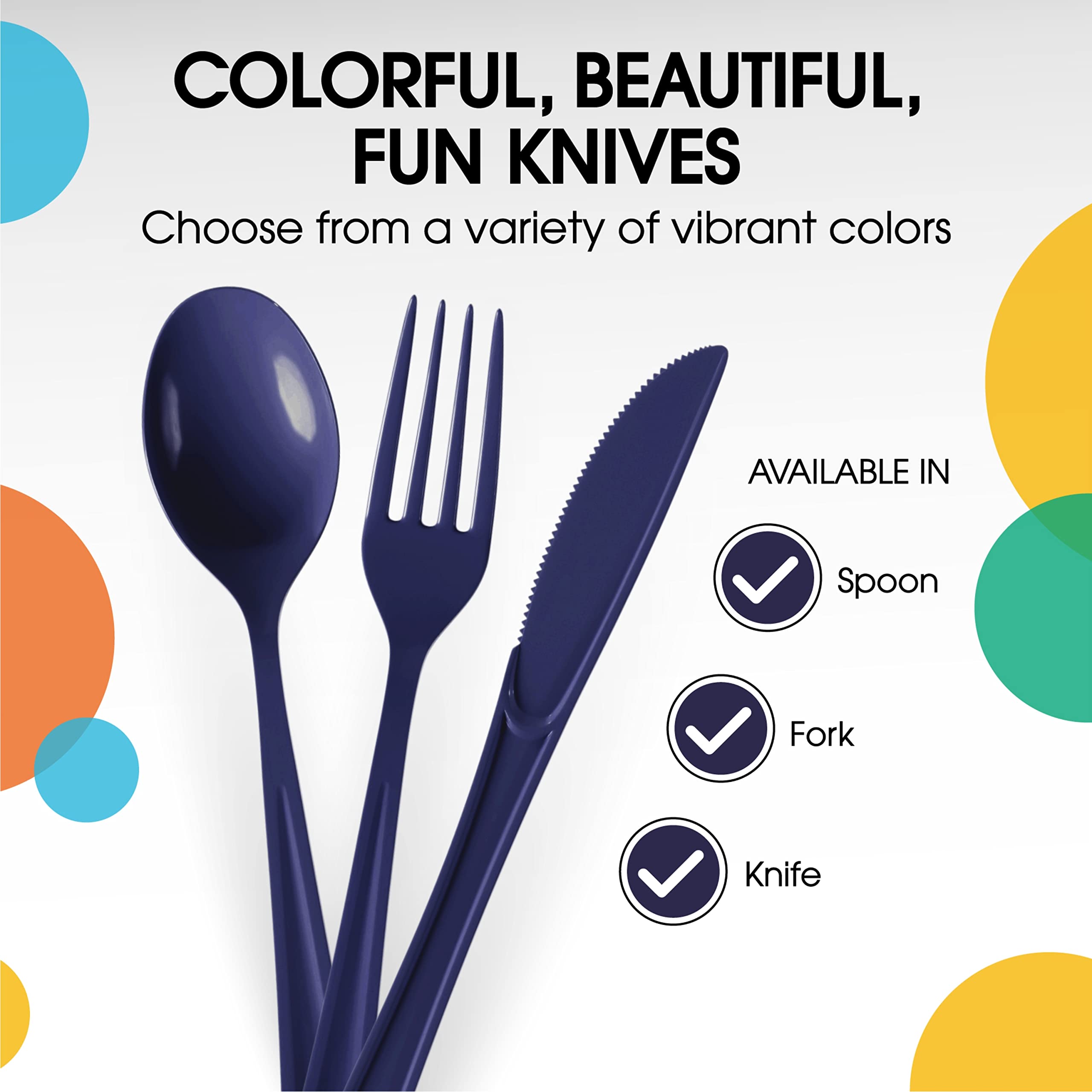 Heavy Duty Navy Plastic Knives | 50 Count
