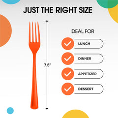 Heavy Duty Orange Plastic Forks - 7.5 in. | Case of 1200