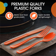 Heavy Duty Orange Plastic Forks - 7.5 in. | Case of 1200