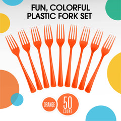 Unleashed - Heavy Duty Orange Plastic Forks | 50 Count