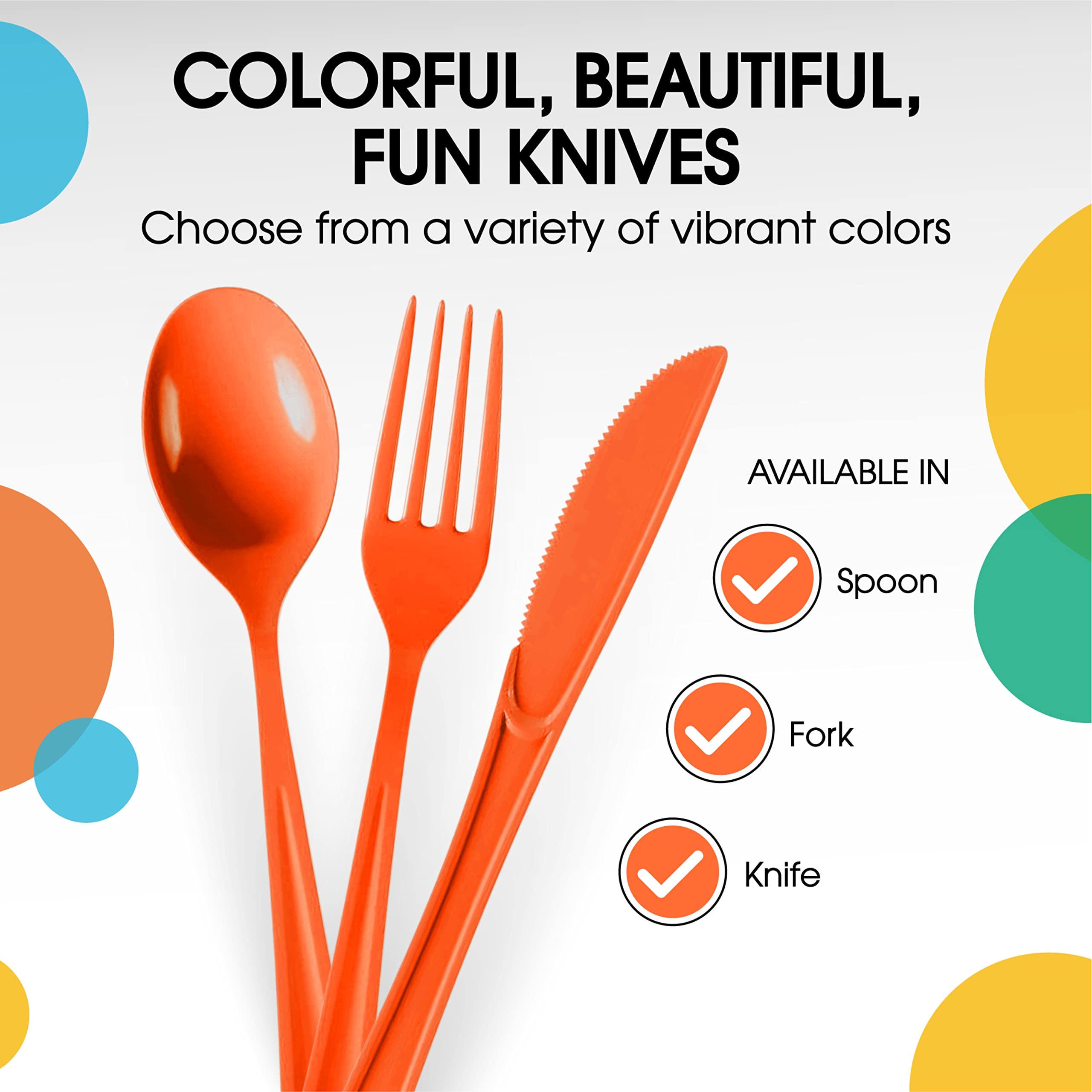 Heavy Duty Orange Plastic Knives | 50 Count