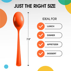 Heavy Duty Orange Plastic Spoons - 7 in. | Case of 1200