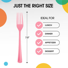 Heavy Duty Pink Plastic Forks - 7.5 in. | Case of 1200