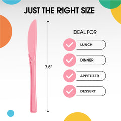 Heavy Duty Pink Plastic Knives - 7.75 in. | Case of 1200