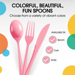 Heavy Duty Pink Plastic Spoons | Case of 1200