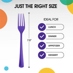 Heavy Duty Purple Plastic Forks - 7.5 in. | Case of 1200