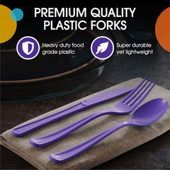 Heavy Duty Purple Plastic Forks - 7.5 in. | Case of 1200