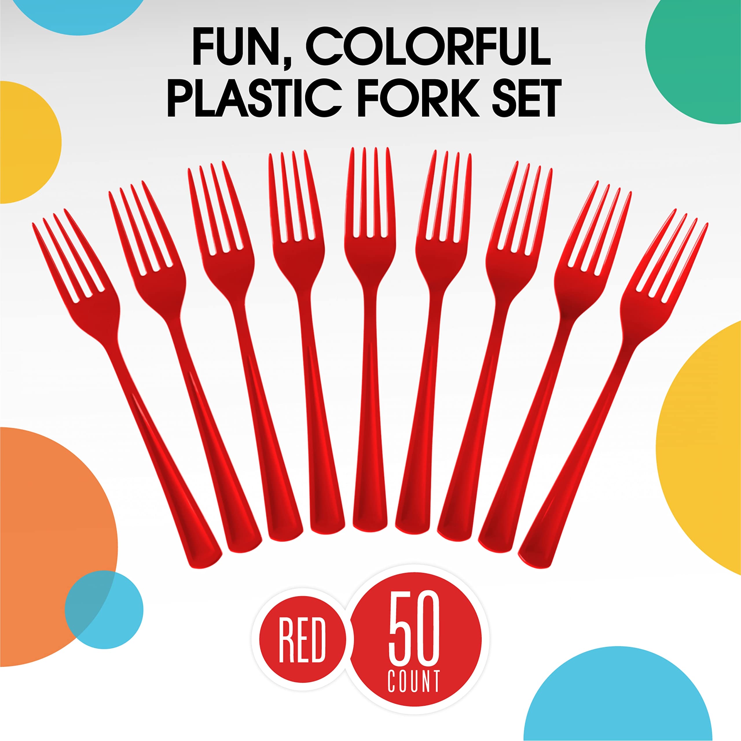 Heavy Duty Red Plastic Forks | 50 Count
