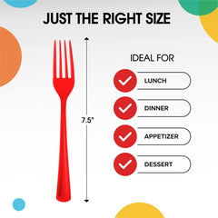 Heavy Duty Red Plastic Forks - 7.5 in. | Case of 1200