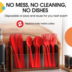 Heavy Duty Red Plastic Spoons | 50 Count