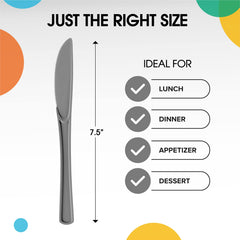 Heavy Duty Silver Plastic Knives - 7.75 in. | Case of 1200