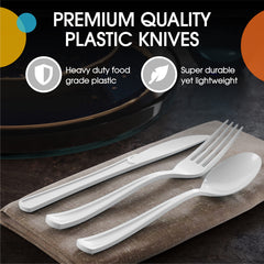 Heavy Duty White Plastic Knives - 7.75 in. | Case of 1200