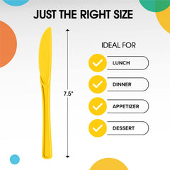 Heavy Duty Yellow Plastic Knives - 7.75 in. | Case of 1200