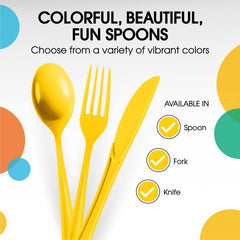 Heavy Duty Yellow Plastic Spoons | 100 Count