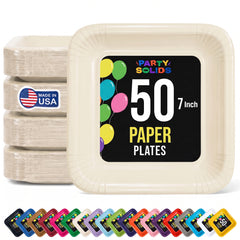 7 In. Ivory Square Paper Plates - 50 Ct.