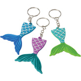 Mermaid Tail Rubber Keychains - 12 Count