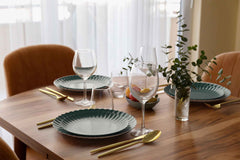 10.5 In. Scalloped Paper Plates - Black Aqua | 10 Count